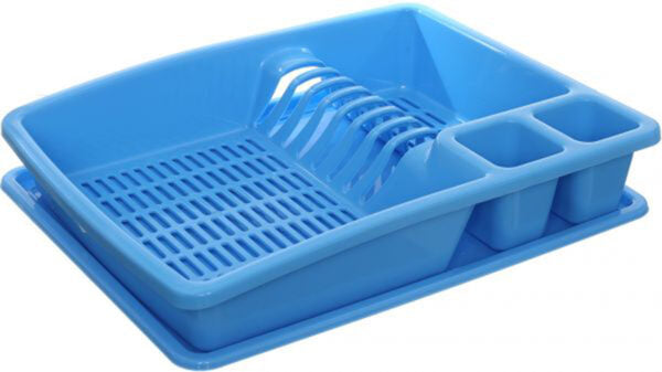 Buzztrove Plastic Dish drainer with drip tray utensil plate holder dish rack drainer