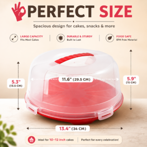Cake Carrier with Dome Lid UK | 30cm Locking Lid Cake Box | 6 Colours | Buzz Trove