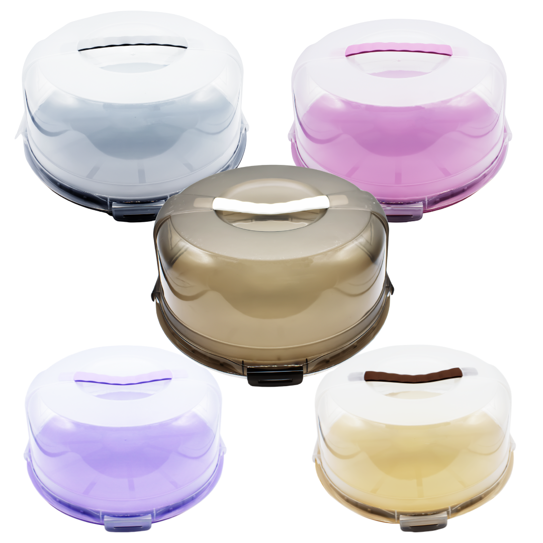 Cake Carrier with Base And Handle, Semi Transparent Dome & Secure Locking Lid, for Cakes, Pies & Pastries)