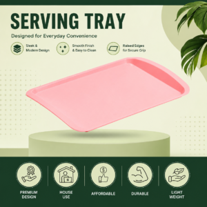 Serving Trays | Durable Plastic Tea Tray & Dinner Tray | Trays for Eating on Lap, Food Serving & Snacks | Dishwasher Safe, Stackable| 12-Month Guarantee | STLP