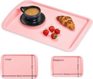 Serving Trays | Durable Plastic Tea Tray & Dinner Tray | Trays for Eating on Lap, Food Serving & Snacks | Dishwasher Safe, Stackable| 12-Month Guarantee | STLP